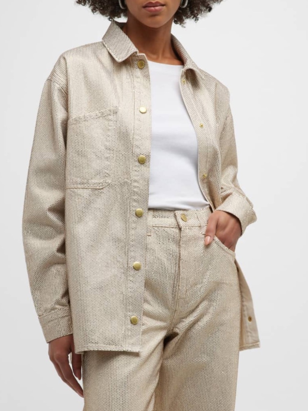 Triarchy 2 Piece Set Ms. Cali Oversized Crystal Jacket Ms. Keaton Baggy Jeans